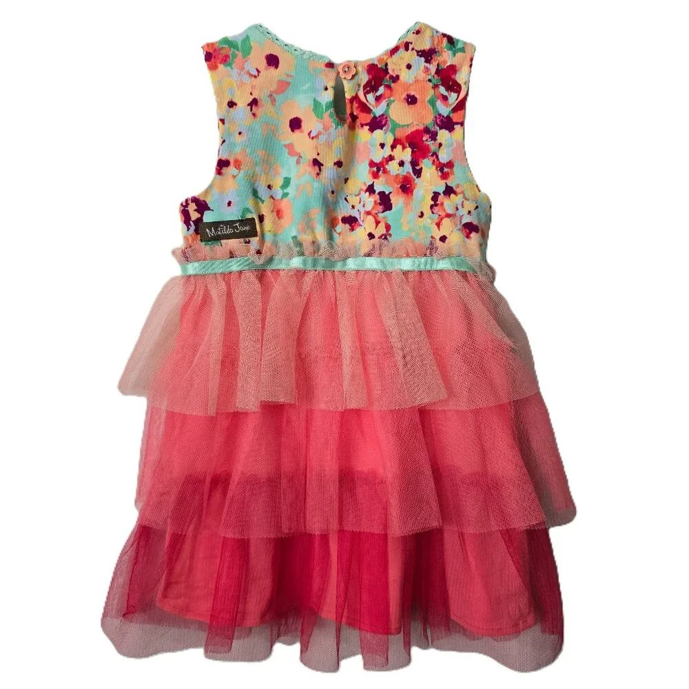 Matilda Jane Tutu Dress 18 24 Month Tiered Tulle Ruffle Pink Floral Wish Wedding